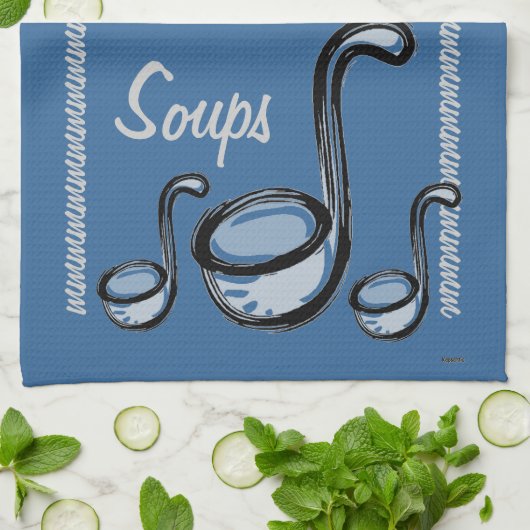 Soup Ladels Spoons blaues Handtuch (Gefaltet)