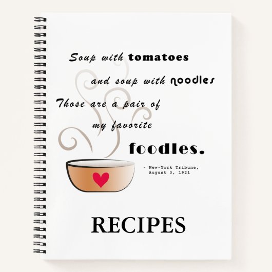 "Soup - my love food" Rezept-Notebook Notizblock (Vorderseite)