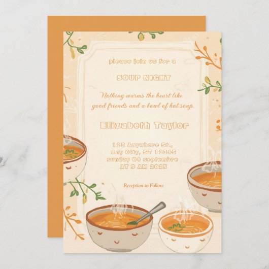 Soup Night Dinner Party Invitations Einladung (Vorne/Hinten)