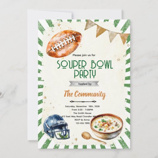 SOUPer Bowl Party Invitation Einladung (Vorderseite)