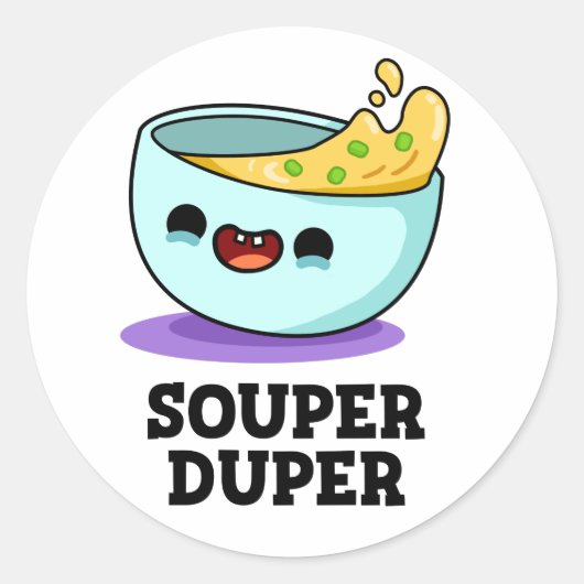 Souper Duper Funny Soup Pup Runder Aufkleber (Vorderseite)