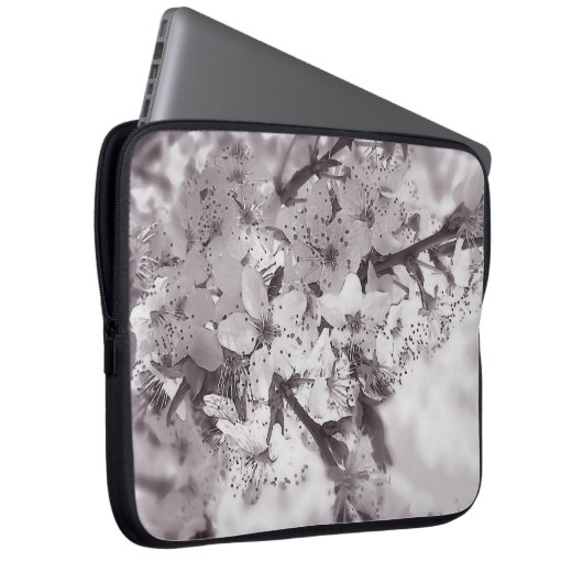 Sour Cherry Tree Schwarz-Weiß Laptopschutzhülle (Vorne Rechts)