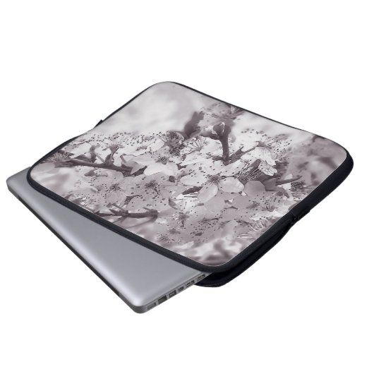 Sour Cherry Tree Schwarz-Weiß Laptopschutzhülle (Vorne Knopf)