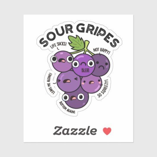 Sour Gripes Funny Frucht Grape Pub Aufkleber (Blatt)