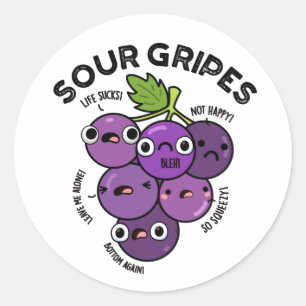 Sour Gripes Funny Frucht Grape Pub Runder Aufkleber