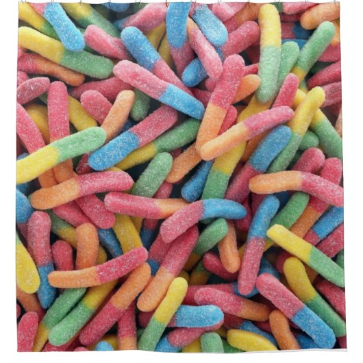 Sour Gummy Worms Duschvorhang (Vorderseite)
