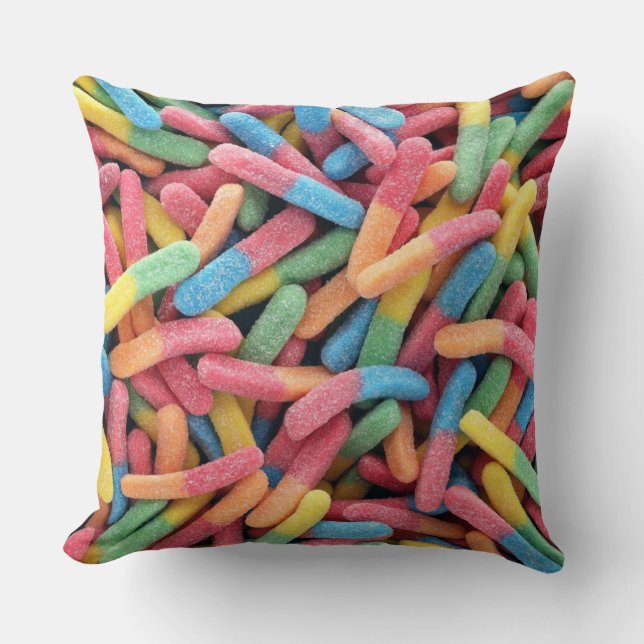 Sour Gummy Worms Kissen (Vorderseite)