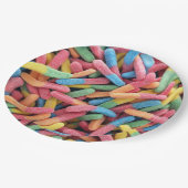 Sour Gummy Worms Pappteller (Schrägansicht)