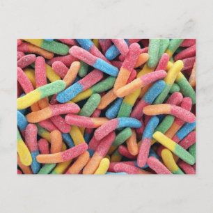 Sour Gummy Worms Postkarte