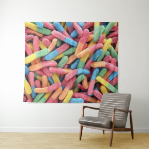 Sour Gummy Worms Wandteppich