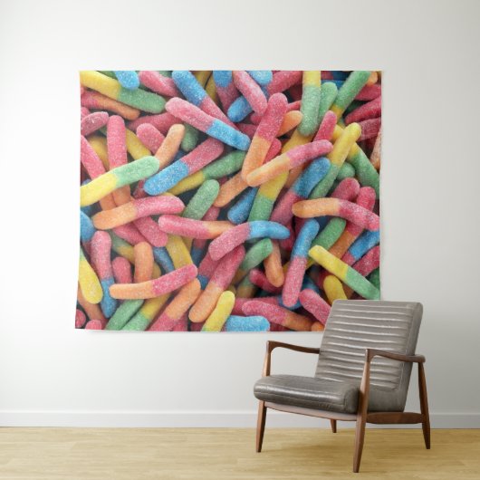 Sour Gummy Worms Wandteppich (Beispiel (Horizontal))