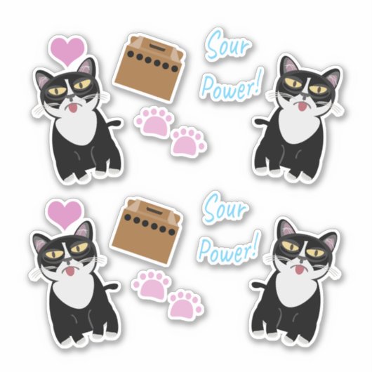 Source Sour Power Tuxedo Cat Cartoon Set Aufkleber (Vorderseite)