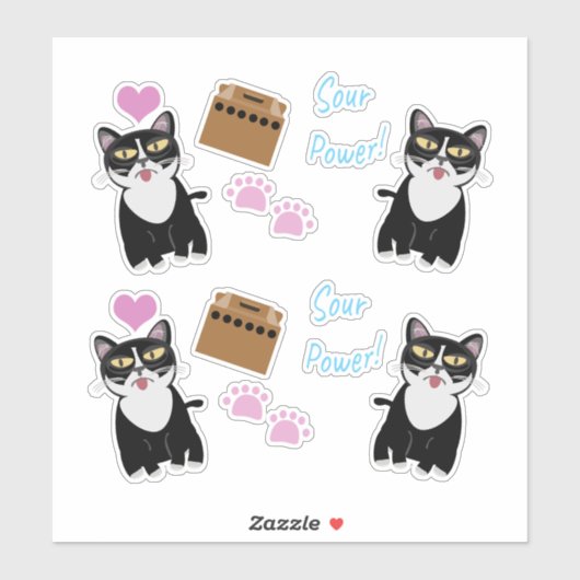 Source Sour Power Tuxedo Cat Cartoon Set Aufkleber (Blatt)