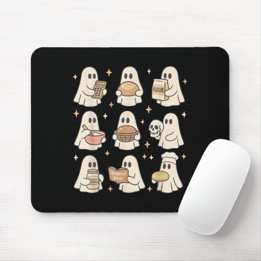 Sourdough Bread Halloween Cute Ghost Homemaker Bak Mousepad (Mit Mouse)