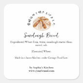 Sourdough Bread Watercolor Bakery Ingredient Quadratischer Aufkleber (Vorderseite)