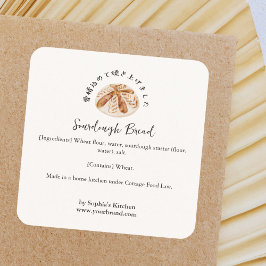 Sourdough Bread Watercolor Bakery Ingredient Quadratischer Aufkleber