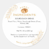 Sourdough Bread Wheat Bakery Ingredient Runder Aufkleber (Vorderseite)