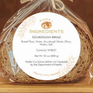 Sourdough Bread Wheat Bakery Ingredient Runder Aufkleber