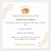 Sourdough Bread Wheat Ingredient Product Quadratischer Aufkleber (Vorderseite)