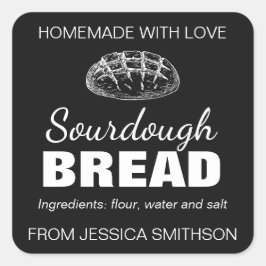 Sourdough Homemade Items Label Quadratischer Aufkleber
