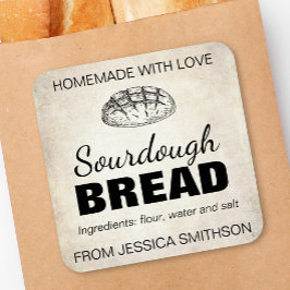 Sourdough Homemade Items Label SD01_01sqb Quadratischer Aufkleber