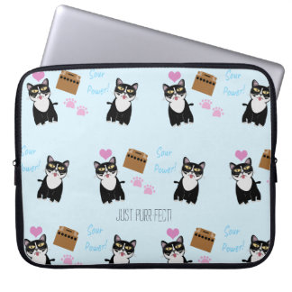 Sourpuss Power Cat Cartoon Muster Laptopschutzhülle