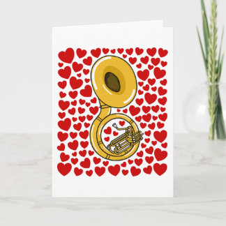 Sousaphon mit Herzen Valentinstag-Jubiläumskarte Feiertagskarte