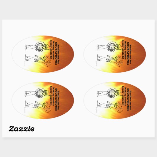 Sousaphon Zombie Explode Oval Sticker (Blatt)