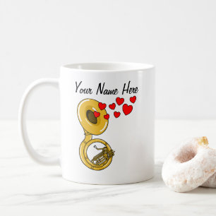 Sousaphone Hearts Brass Musician Custom Kaffeetasse