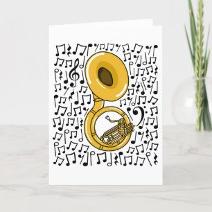 Sousaphone Musical Notes Brass Musician Feiertagskarte