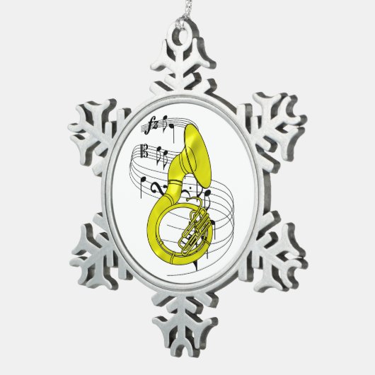 Sousaphone Schneeflocken Zinn-Ornament (Rechts)