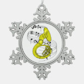 Sousaphone Schneeflocken Zinn-Ornament (Vorderseite)