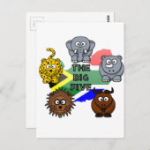 South Africa Big Five Safari Animal Cartoon Design Postkarte (Vorne/Hinten)