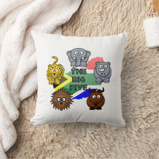 South Africa Big Five Safari Animal Cartoon Kissen