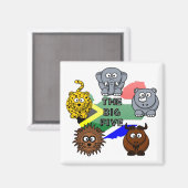South Africa Big Five Safari Animal Cartoon Magnet (Vorderseite/Rückseite)