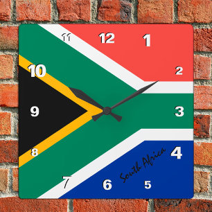 South Africa Clock, patriotic home, African Flag Quadratische Wanduhr