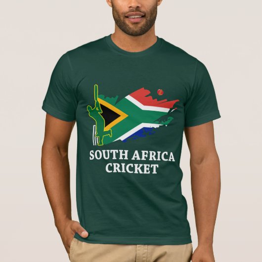 South Africa Cricket Flag Brush Stroke Geschenk T-Shirt (Vorderseite)