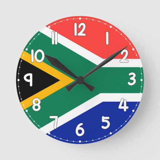 South Africa Flag Wall Clock - Runde Wanduhr (Vorderseite)