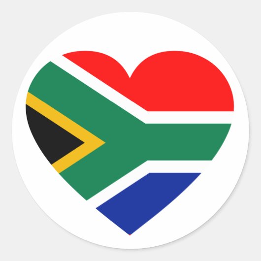 South African Flag Heart Runder Aufkleber (Vorderseite)