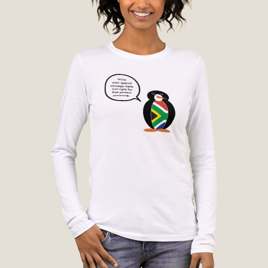 South African Flag Talking Ms. Penguin Personalize Tri-Blend Shirt (Vorderseite)