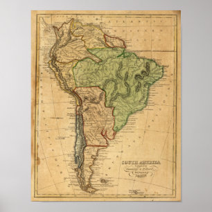 South America Map von Worcester Poster