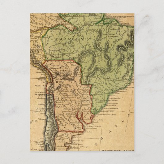 South America Map von Worcester Postkarte (Vorderseite)