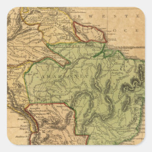 South America Map von Worcester Quadratischer Aufkleber