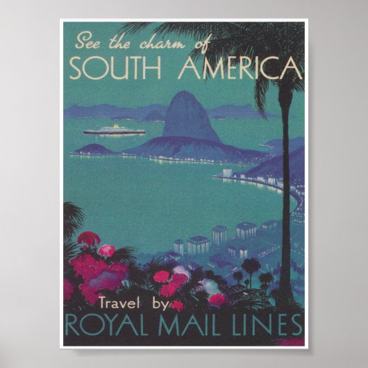 South America Vintage Travel Poster (Vorne)