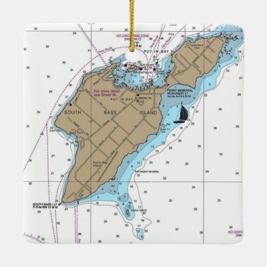 South Bass Island OH Schönheitsdiagramm Keramikornament (Rückseite)