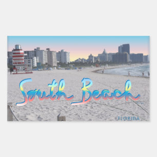 South Beach, FL City View Rechteckiger Aufkleber