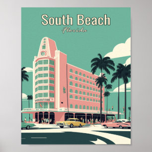 South Beach Florida Minimalist Vintage Poster Kuns