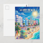 South Beach Florida Postkarte (Vorne/Hinten)