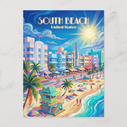 South Beach Florida Postkarte (Vorderseite)