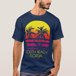 South Beach Florida Vintag Tropical Sunset Palm T T-Shirt